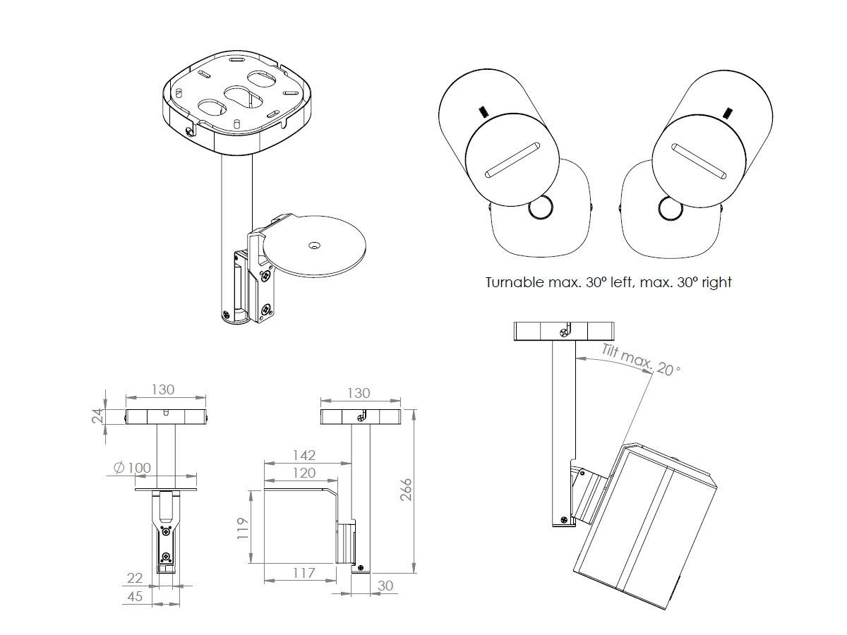 Support de plafond pour Sonos Era 100 - noir