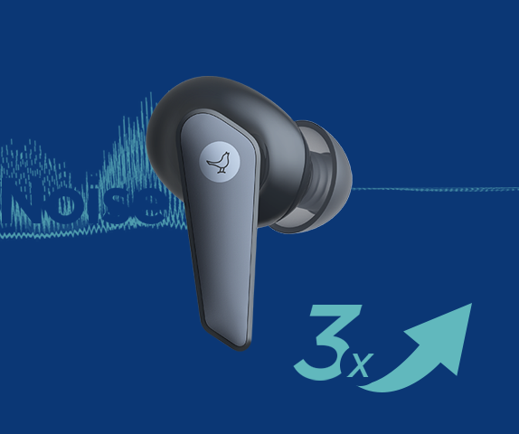 Darstellung des Kopfhörers über Active Noise Cancelling auf dunkelblauem Hintergrund