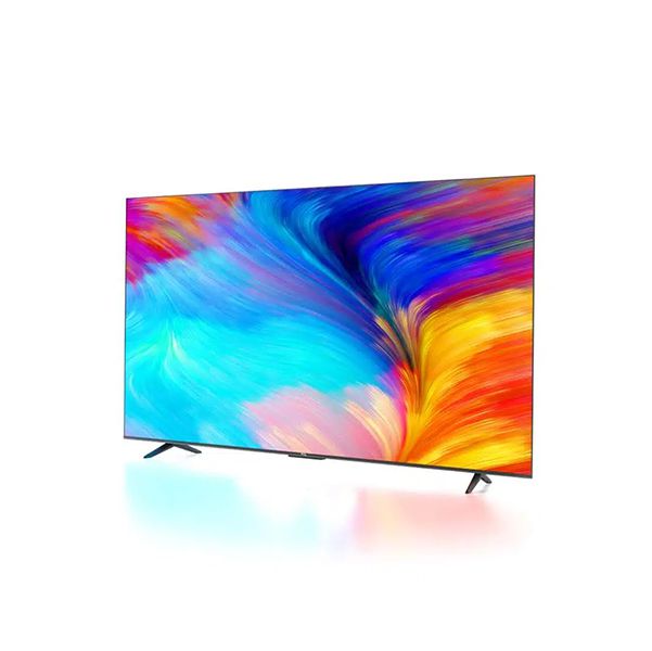 Produktbild eines TCL-TVs, der ein farbenfrohes Hintergrund darstellt