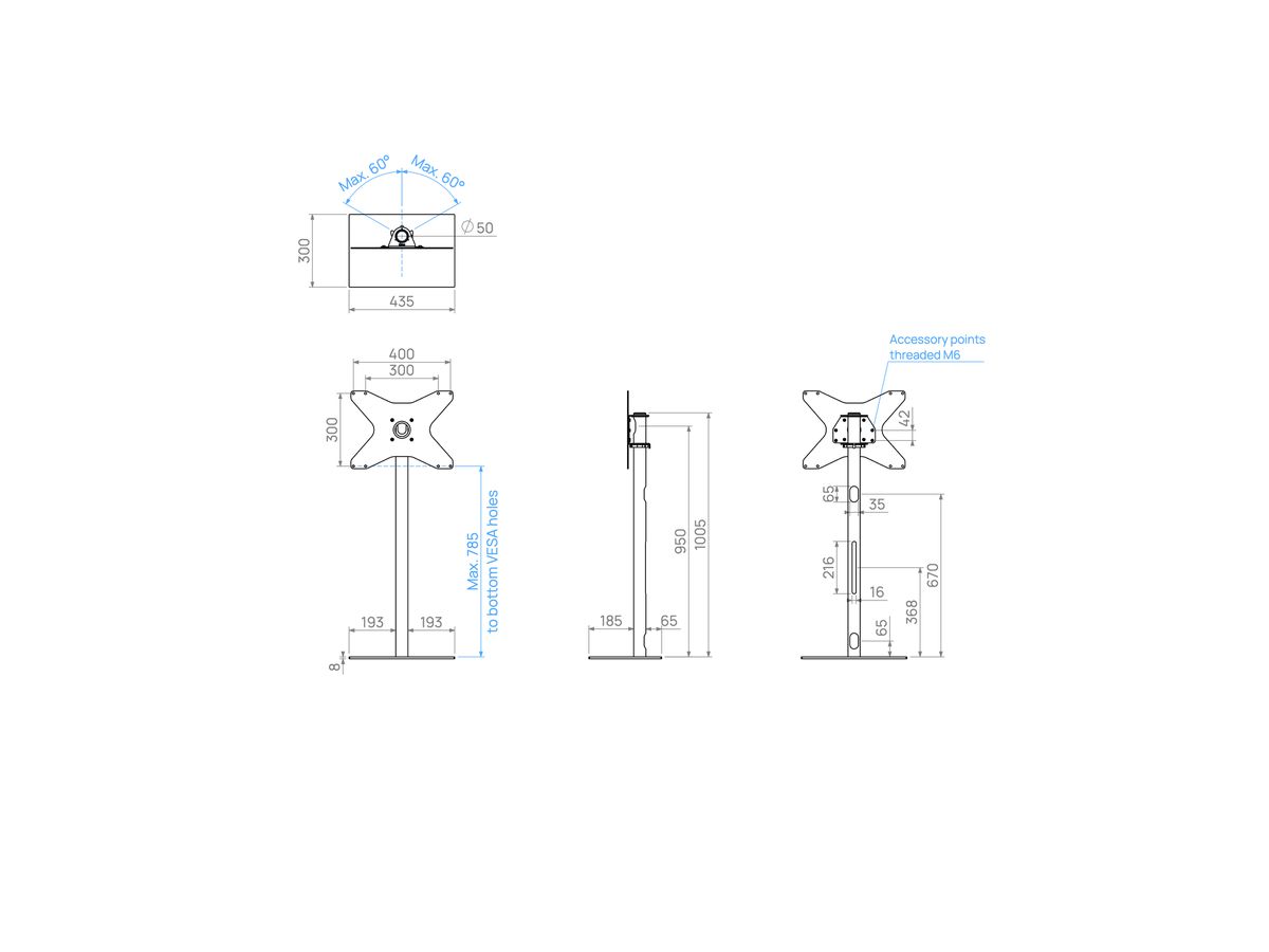 TILE100B43 - TV-Ständer TILE, Schwarz, 100cm, 400x300