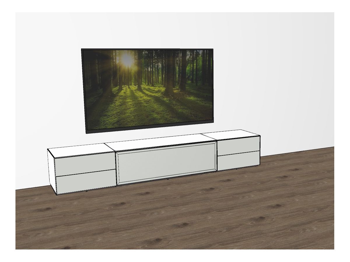 EX-Kombi 260cm - Blanc mat, façade gris mat