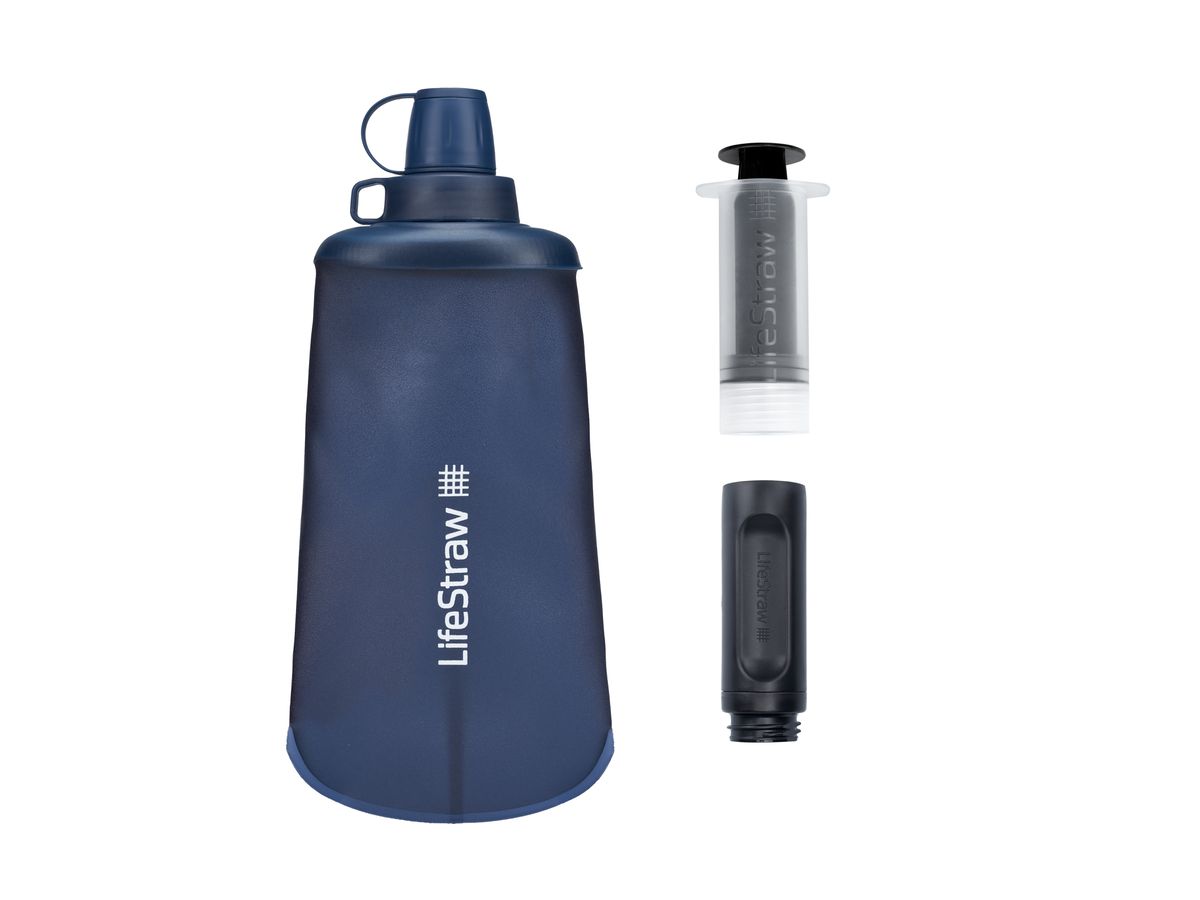 Collapsible Squeeze Bottle - Mountain Blue, 650 ml, filtre d'eau