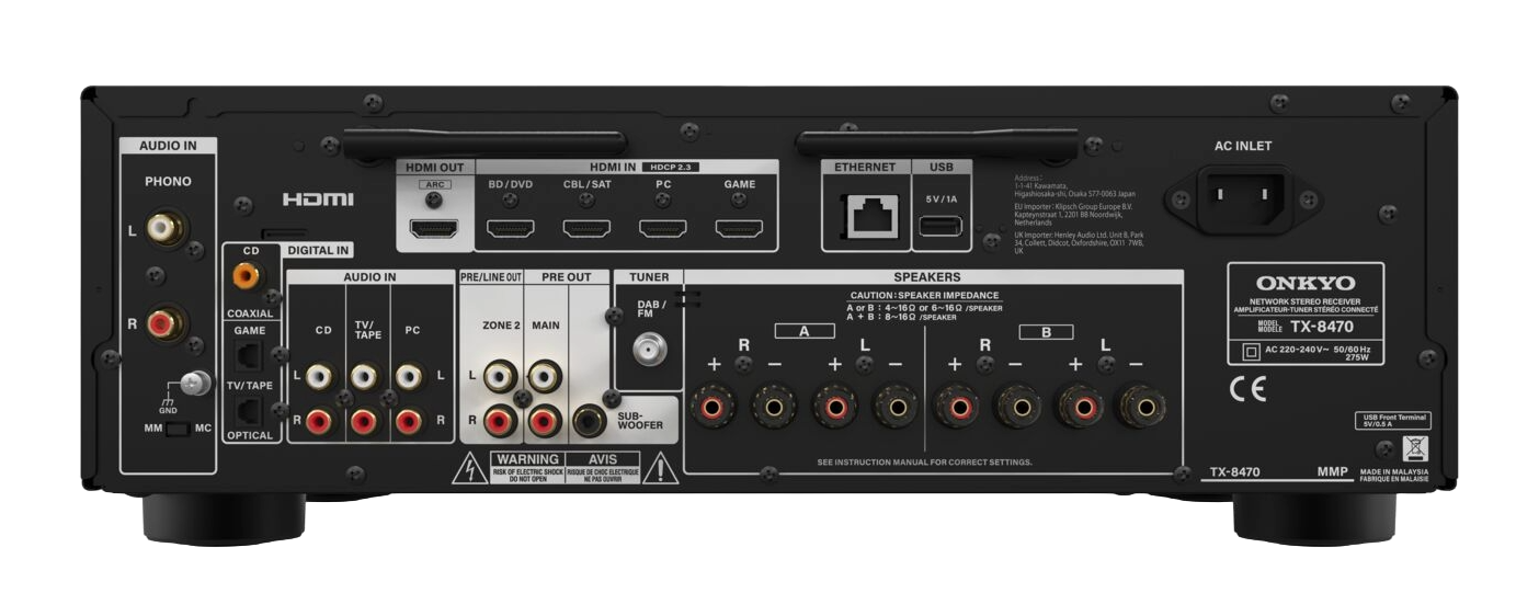 Produktbild vom Onkyo AV-Receiver TX-8470 von Hinten