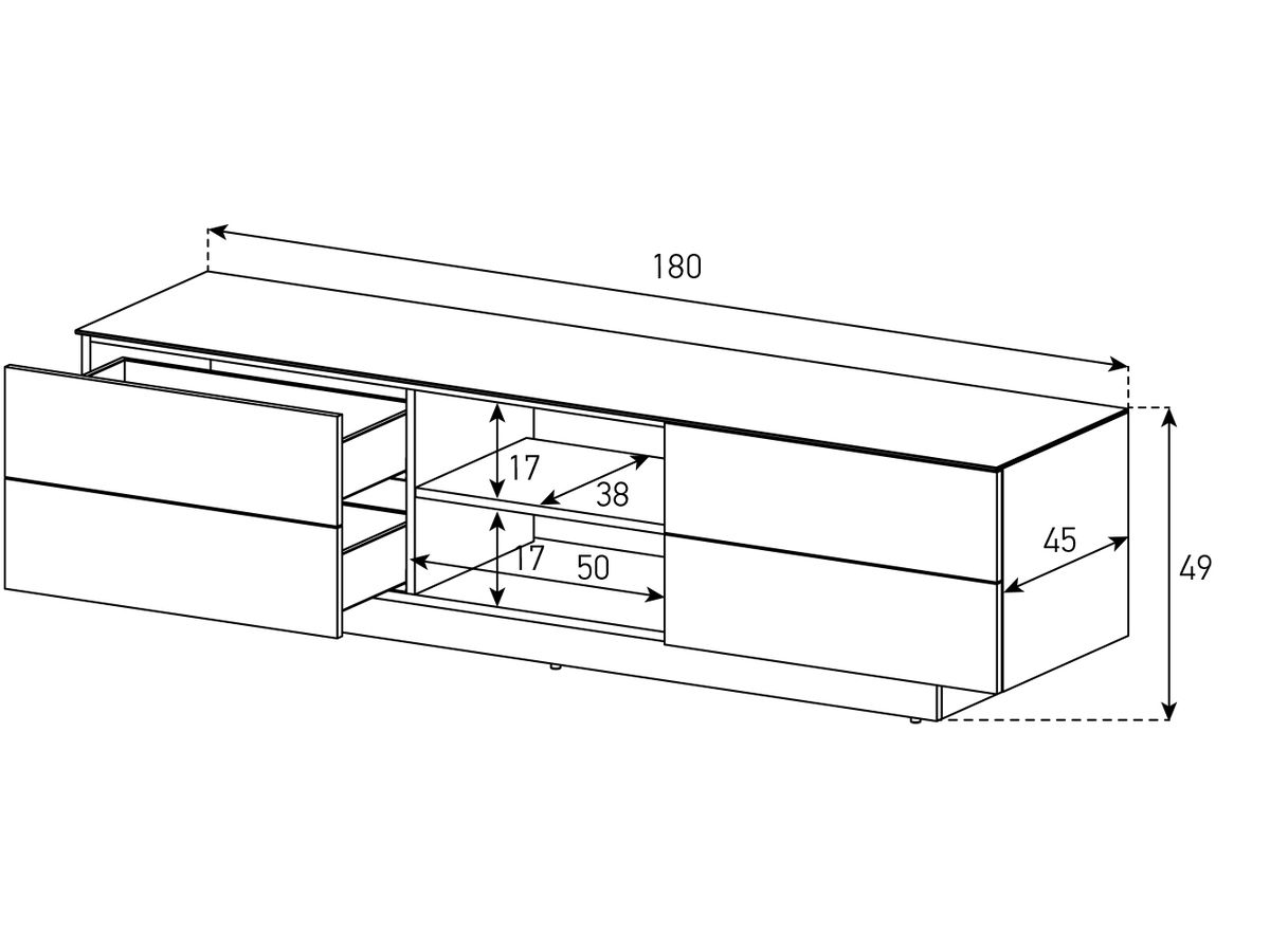 LBA1840-NOAK - Body Schwarz, Fronten Eiche