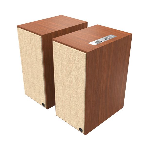 2 speakers in walnut colour