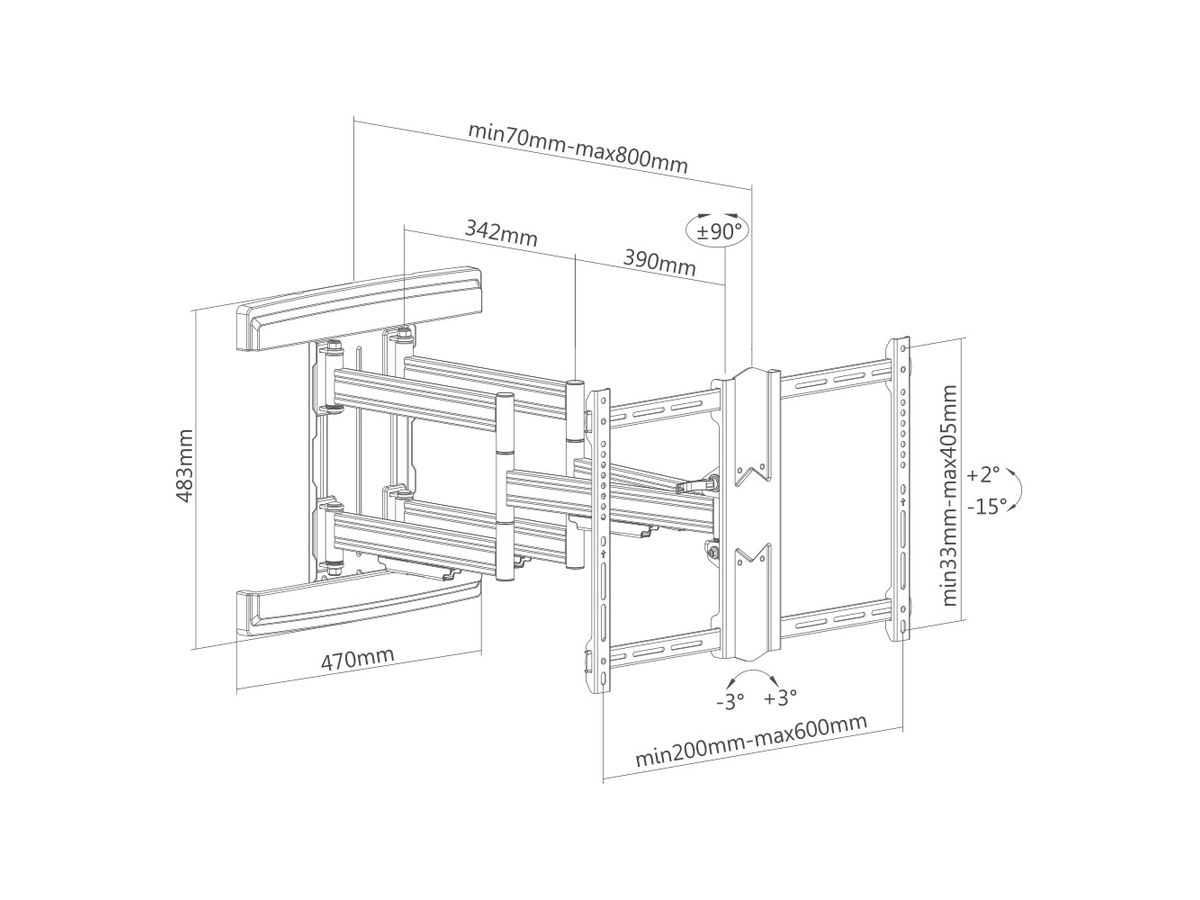 WME602 - Wandhalterung doppelarmig 37"-80"