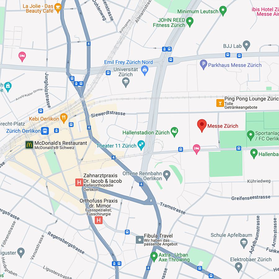 Google Maps Ausschnitt zur Messe Zürch