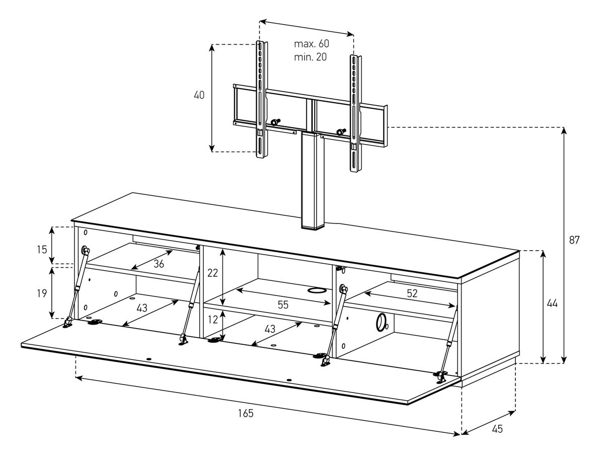 STA161F - Noir, abattant noir, socle