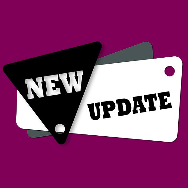New Update Tag auf Brombeerfarbenen Hintergrund