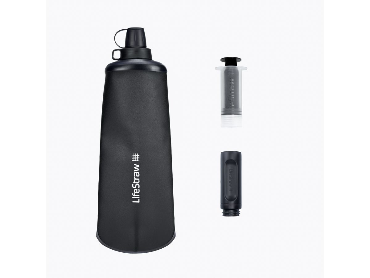 Collapsible Squeeze Bottle 1L - filtre d'eau, dark mountain