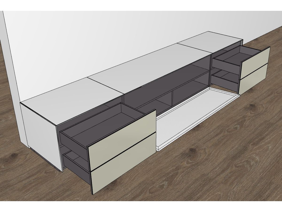 EX-Kombi 260cm - Blanc mat, façade gris mat