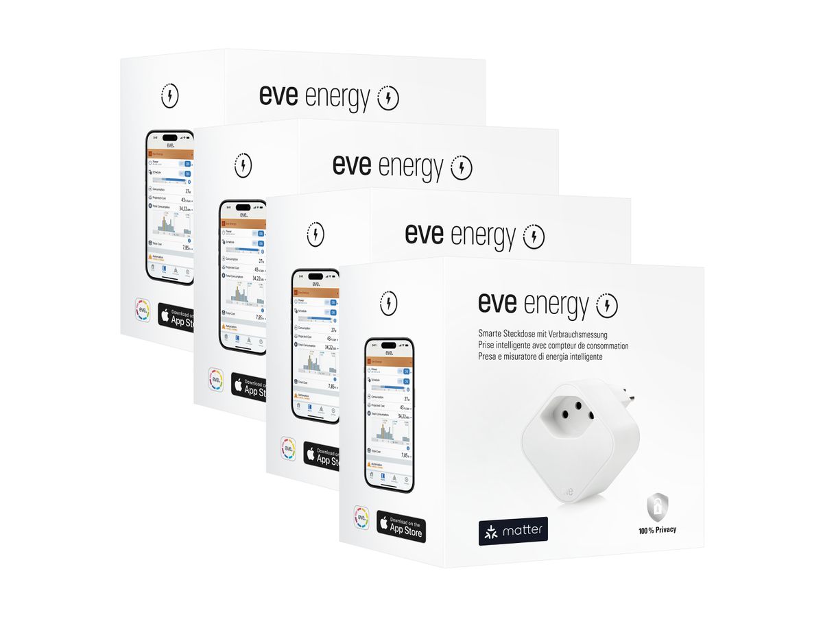Eve Energy - CH (Matter) 4er Pack - Smarte Steckdose mit Verbrauchsmessung