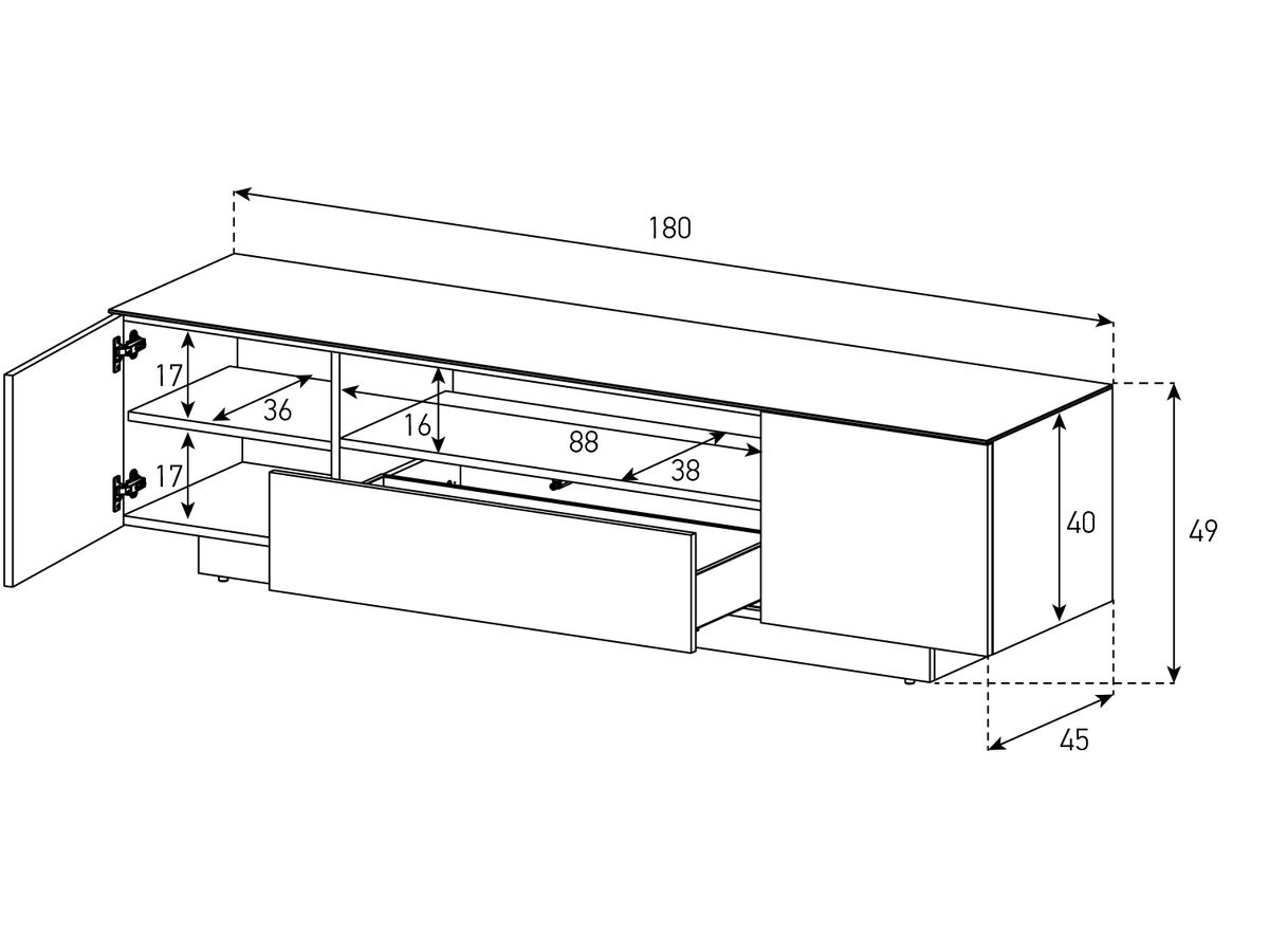 LBA1830-CWN - Body Schwarz, Fronten Castello Walnuss