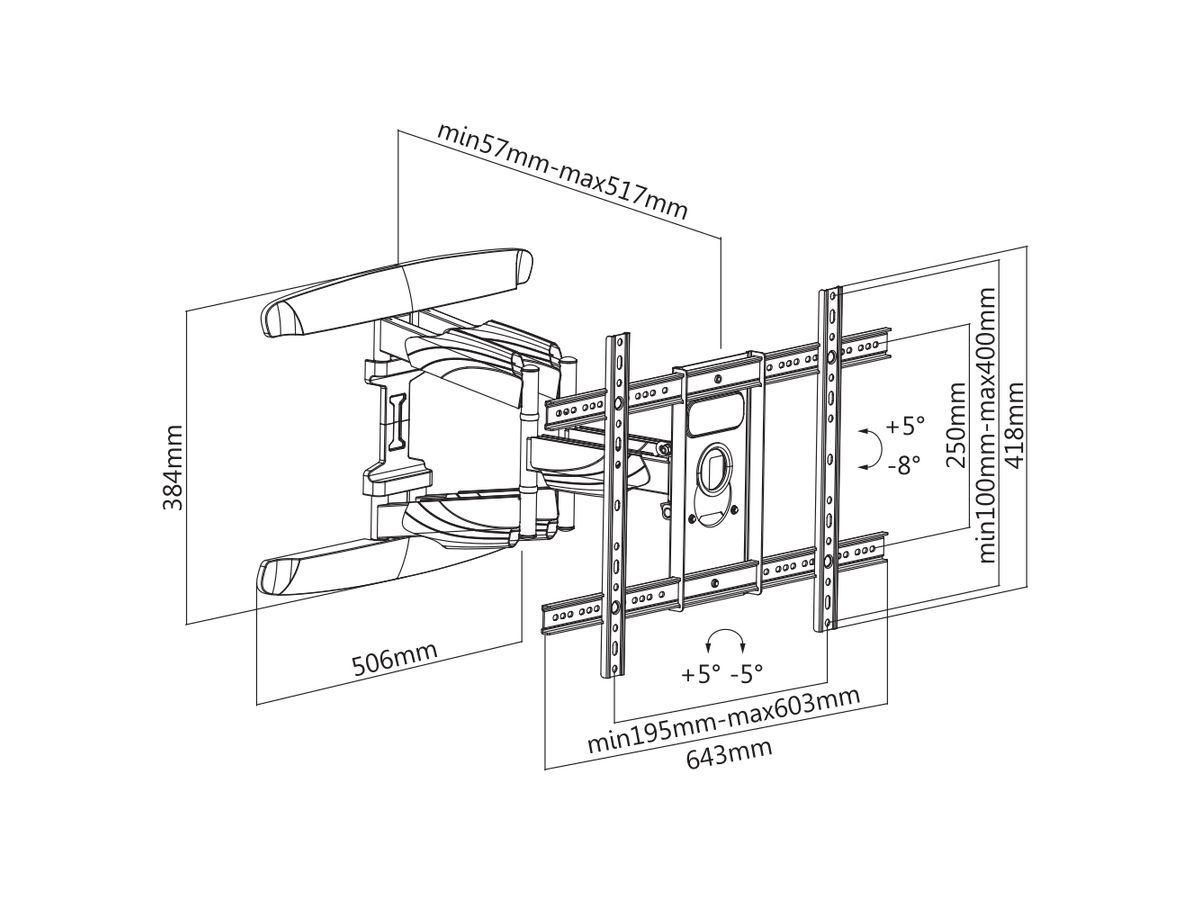 WME105 - Wandhalterung doppelarmig 37"-70"