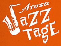 Logo von Arosa Jazztage auf orangem Hintergrund