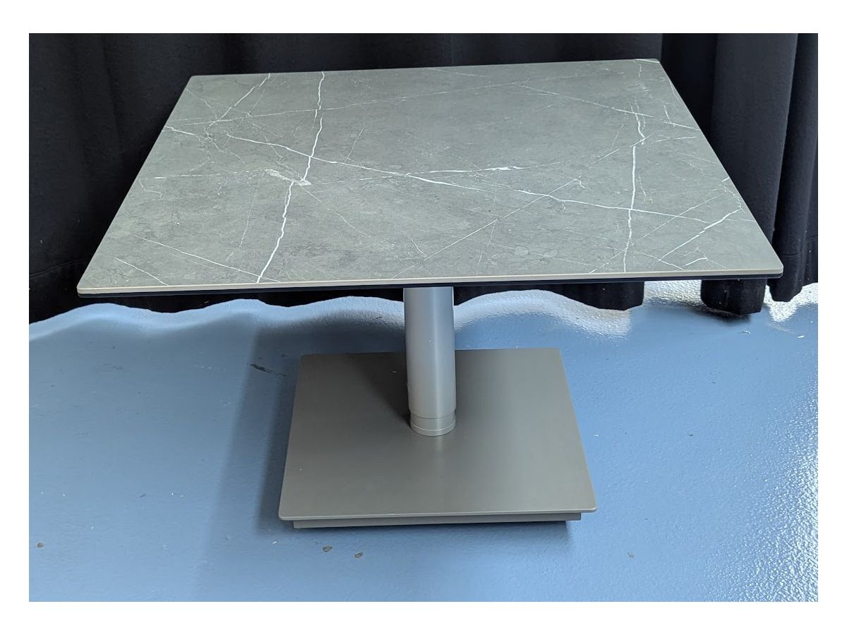 Salontisch 79x79cm mit Lift - Keramik CHMB, Metall Grau