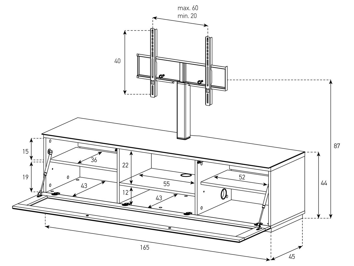 STA161I - Abattant en verre, IR