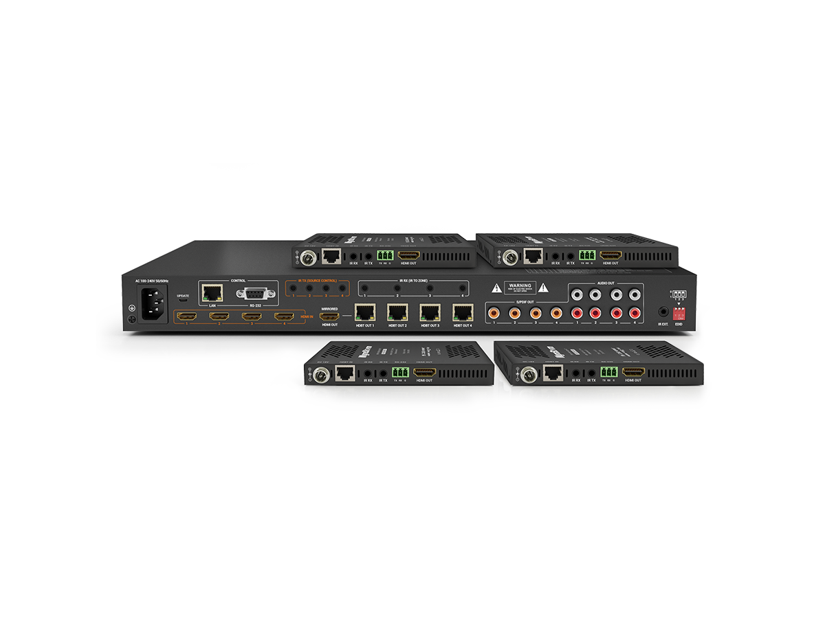 MXV-0404-H2A-KIT - Matrix HDBT KIT 4x4 4K inkl. RX, Audio