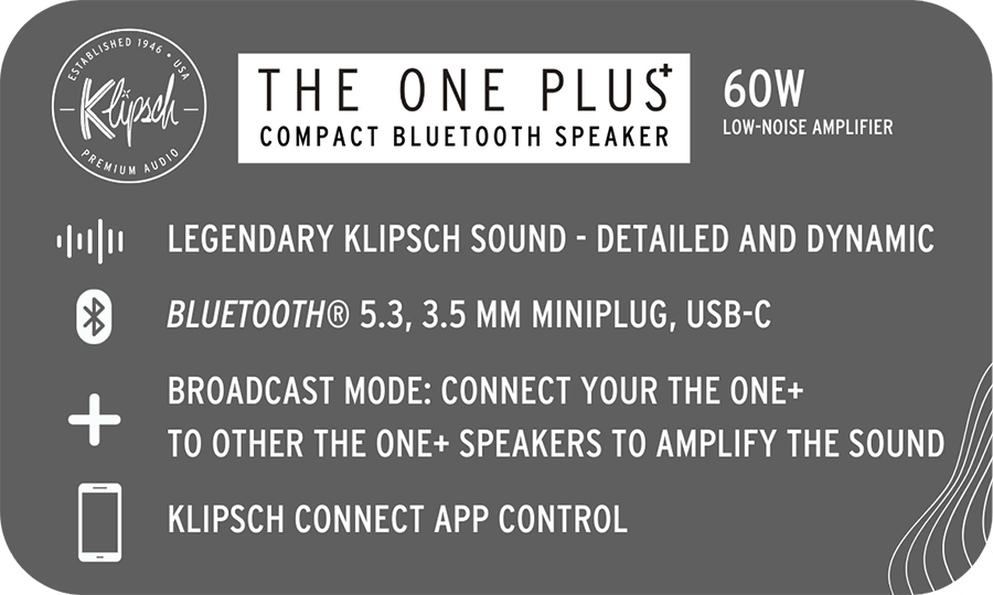 Spezifikationen des Klipsch Premium Bluetooth Speaker The One Plus